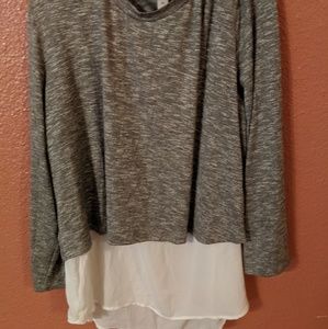 Ava & Viv LS Gray Sweater with Lining 2x